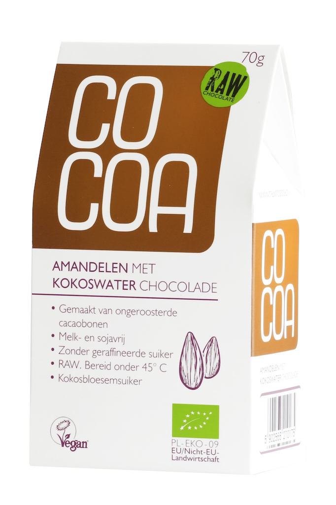 Cocoa Amandelen Kokoswater Chocolade RAW 70 gram